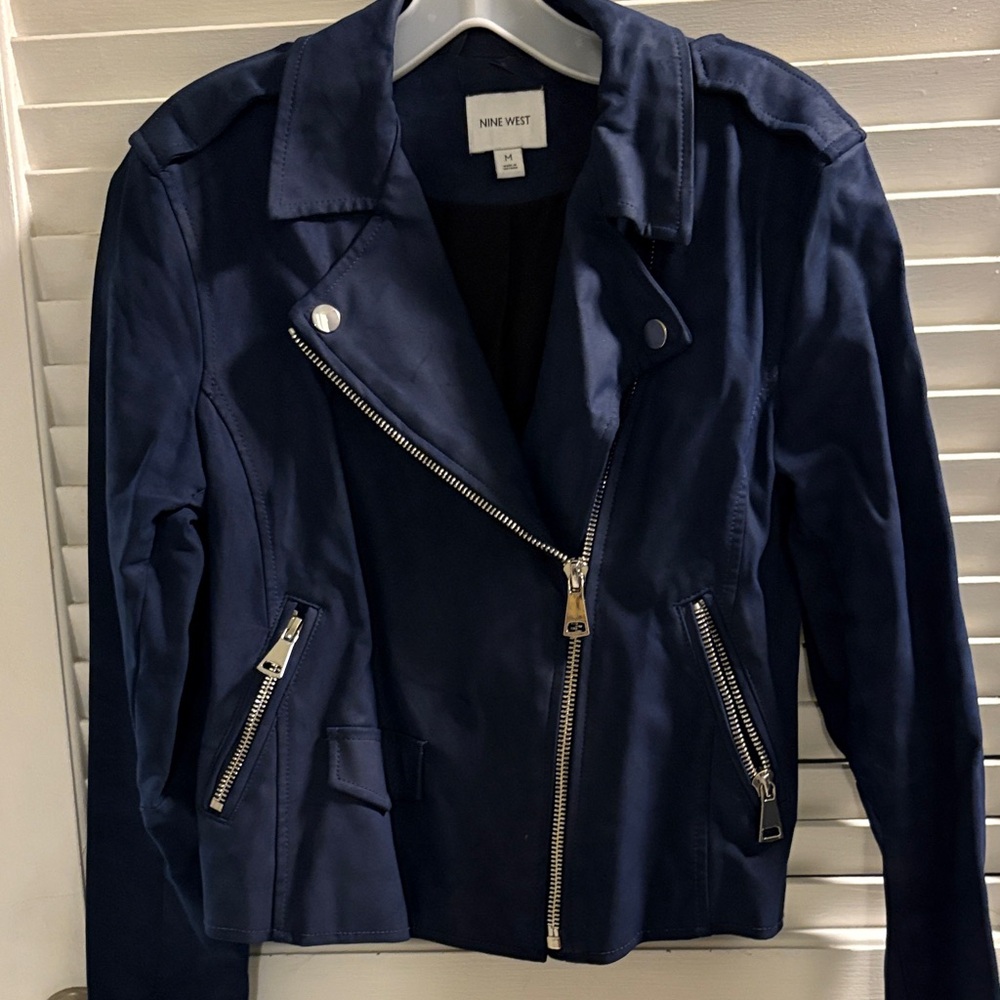Nine West Women's Dark Blue Leather Jacket
